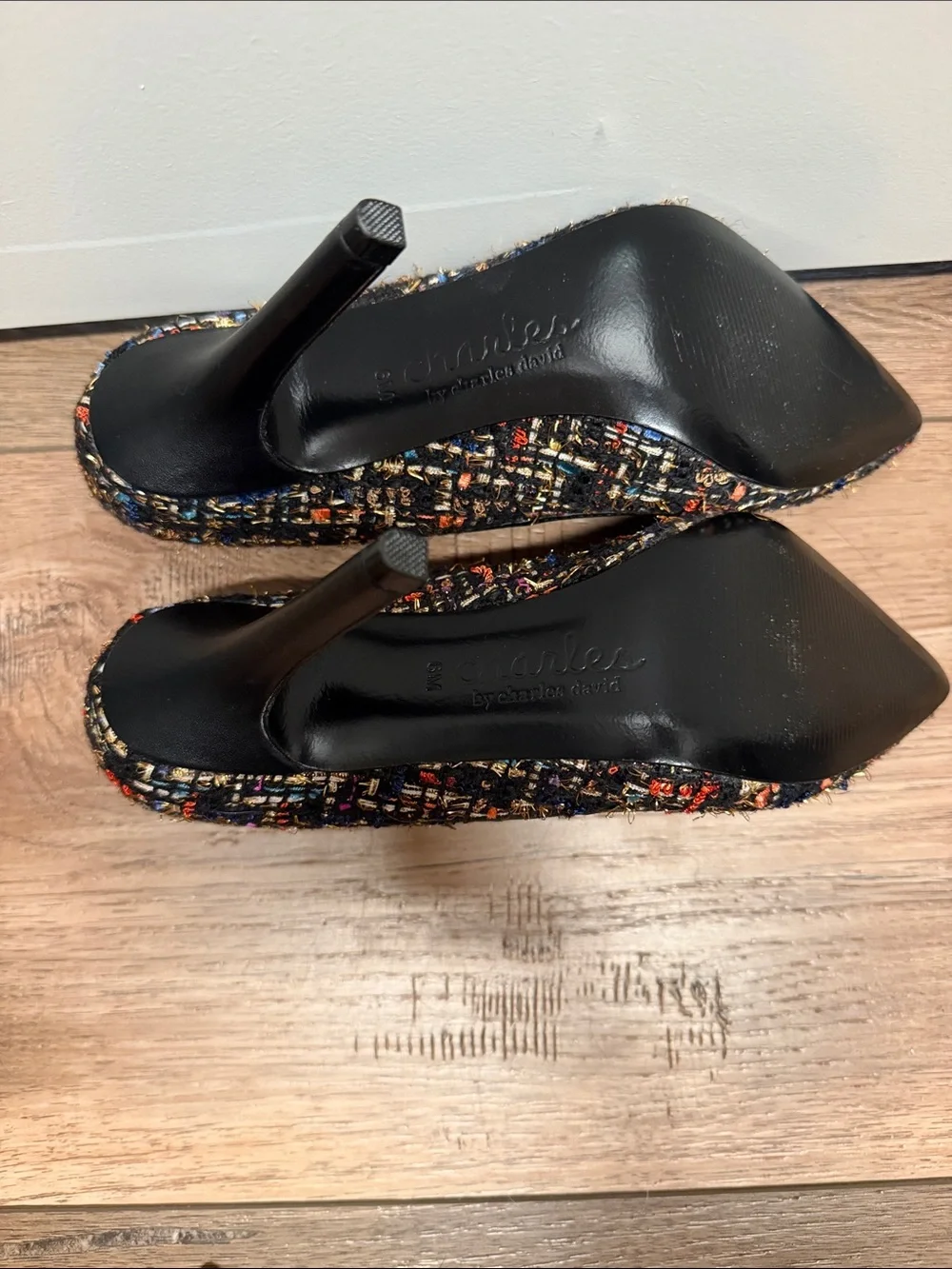 Charles by Charles David Black Multicolor Tweed Pointed Pumps